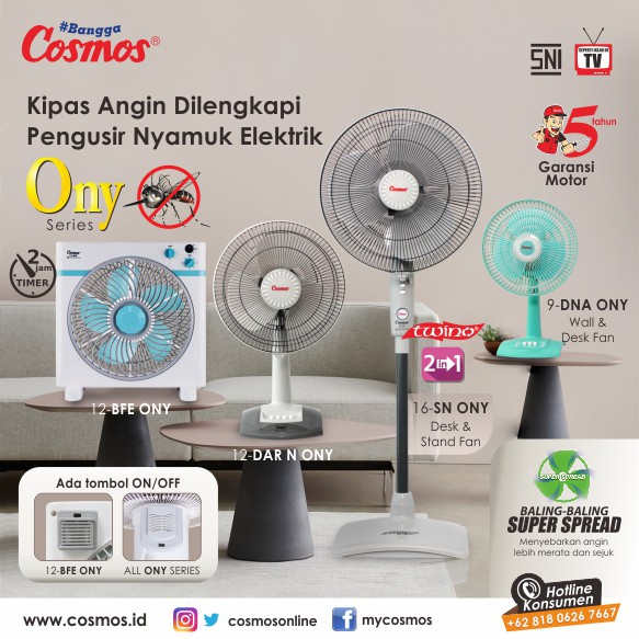 (PENGIRIMAN KHUSUS JNT/JNE/DLL) Kipas Berdiri Cosmos 16 inch SN ONY pengusir nyamuk