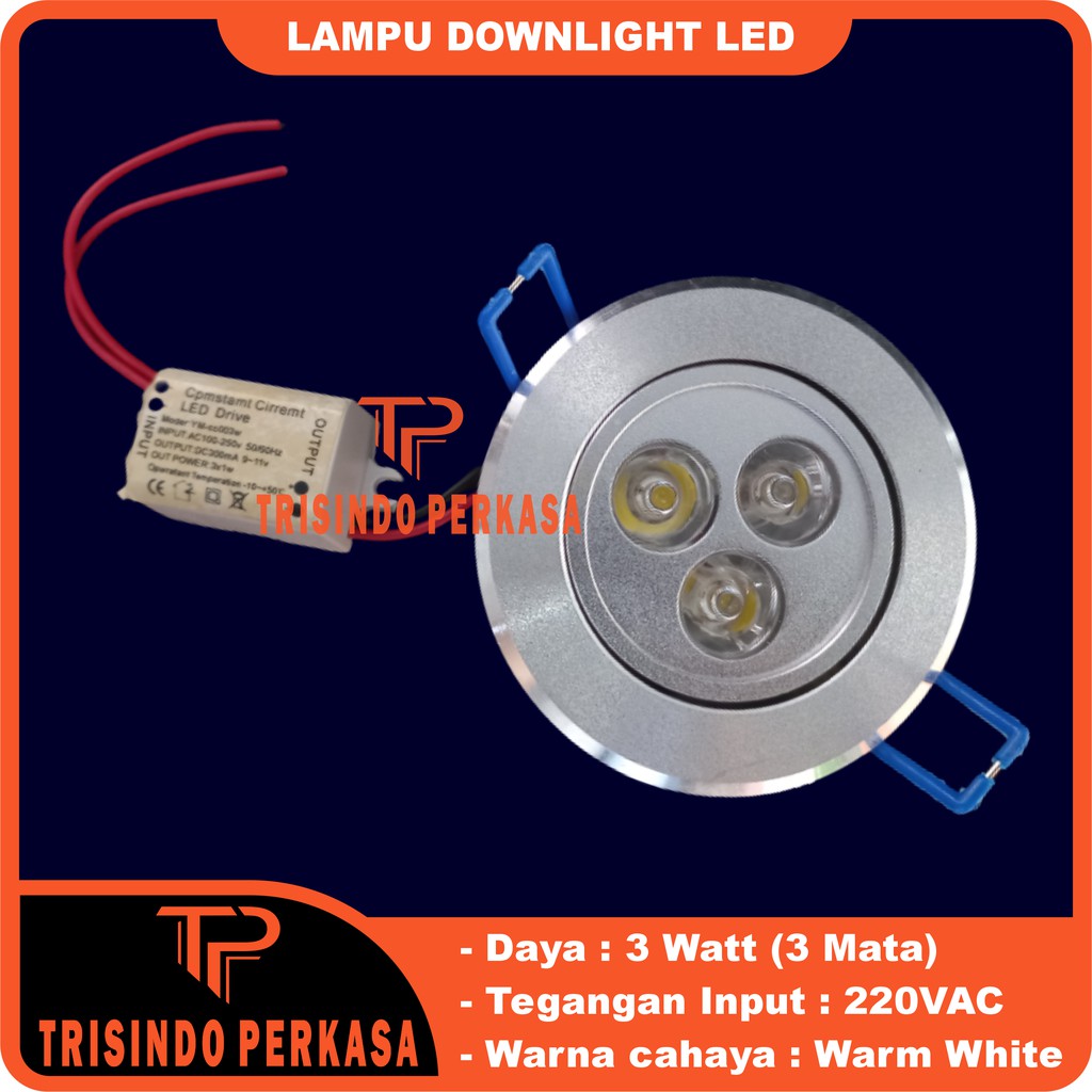 Lampu Downlight LED Spot sorot 3W 3 w watt mata 3watt Kuning WarmWhite