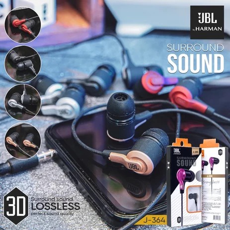 Earphone JBL 364 stereo bass music telfon headset mic