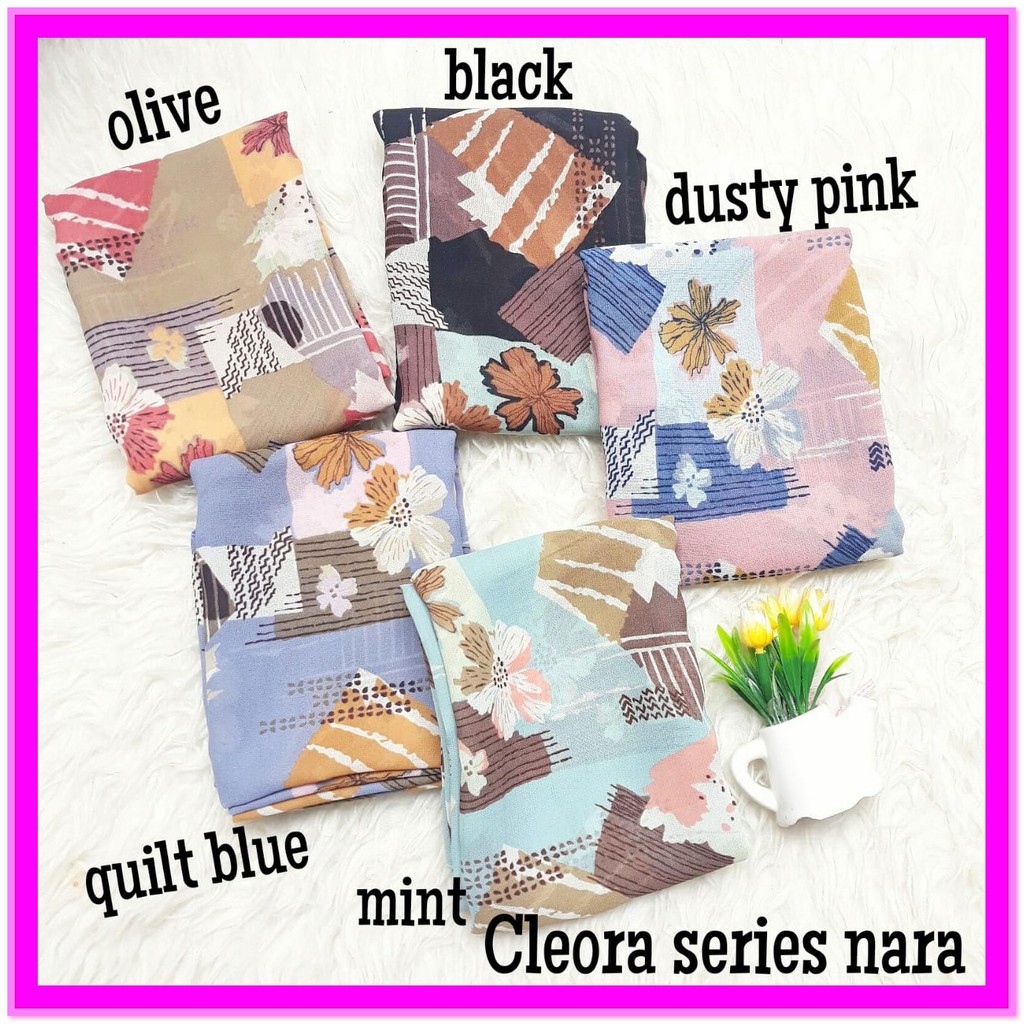 CLEORA SERIES/HIJAB SEGIEMPAT/JILBAB SEGI EMPAT/KERUDUNG SEGI4/SQUARE MOTIF ABSTRAK/POLYCOTTON