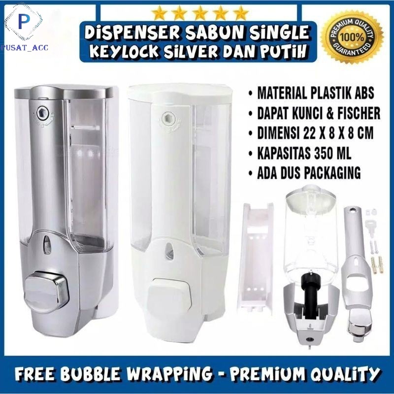 Dispenser Tempat Sabun Cair Shampoo 1 Tabung 350ml Terbaru With Key Lock