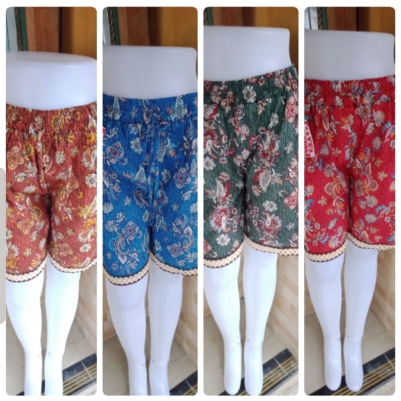 Celana Hotpants Motif Renda Wanita Katun Stretch Celana Tidur / Celana Pendek