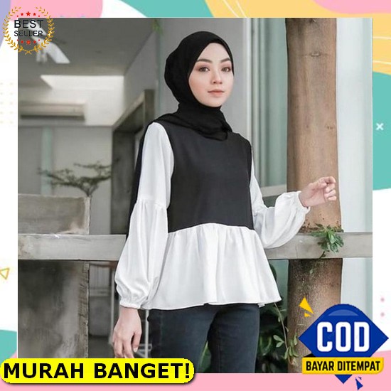 Baju Atasan Wanita Muslim Modern Gladys Blouse Bahan  Monalisa Baju Atasan Modern Blouse Casual Leng