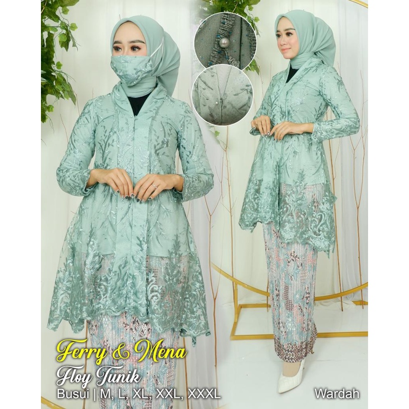 Kebaya tunik floy tulle busui friendly LD 125 XXXL  | Kebaya modern | Kebaya brukat modis dan cantik Size M L XL XXL