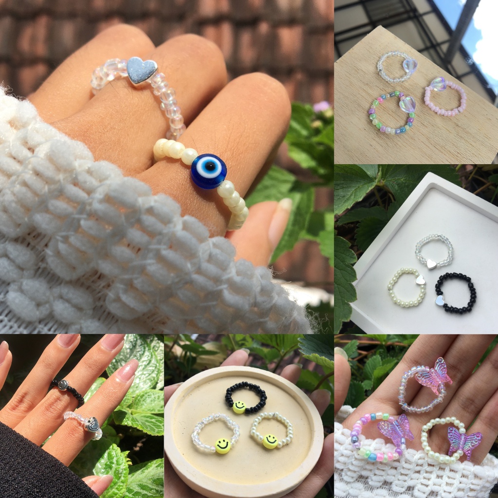 Cincin Manik Korea Beads | Beaded Kpop Ring Handmade Pt.1 (MINIMAL ORDER 10RIBU RUPIAH)