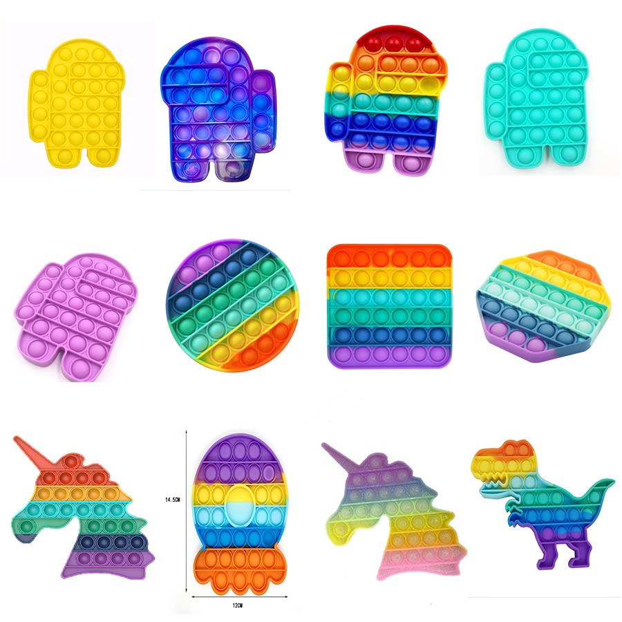 【Ready Stock】Color Push Bubble Gadgets Sensory Toys New Rainbow Titok popit mainan AMONG US Pop It Especially To Relieve Pressure Silicone Pressure Relief Toys Squeezes Feeling-1