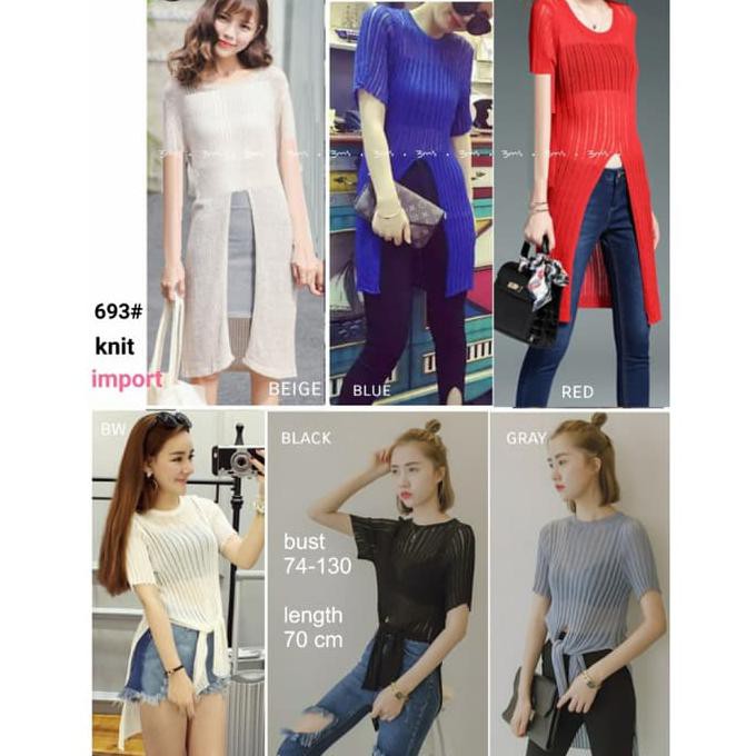 promo atasan knit wanita bsa jumbo impor - putih terbaru