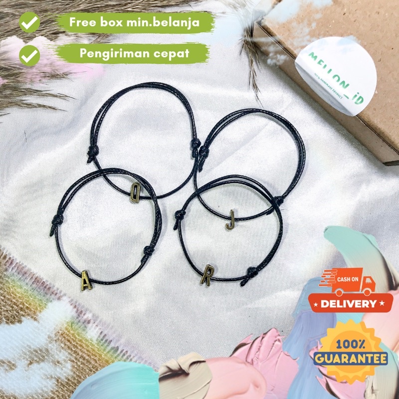 Mellonid - gelang inisial/gelang tali/gelang huruf/gelang tali pria/gelang couple pasangan