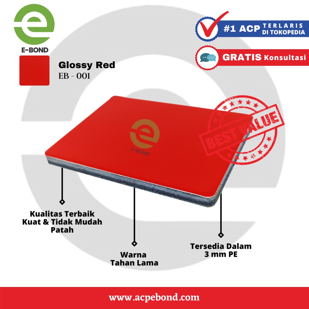 ACP EBOND - Aluminium Composite Panel 3 mm - Glossy Red