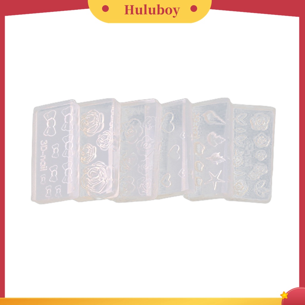 Huluboy Huluboy♡ 6pcs Cetakan Akrilik Transparan 3D Tahan Lama Untuk Nail Art