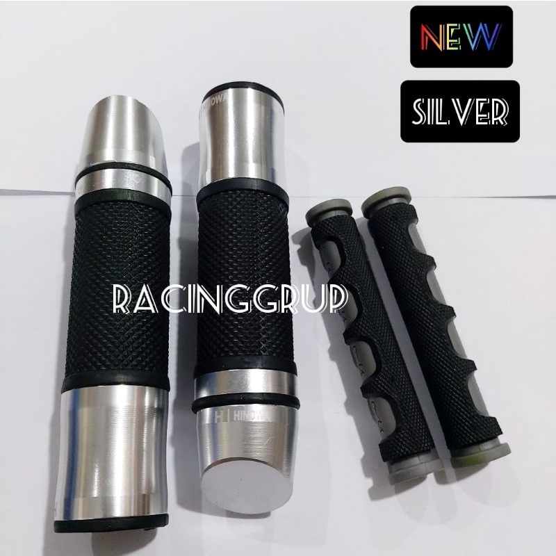 HAND GRIP HAND FAT KITACO RIZOMA JALU MIRING FULL CNC PLUS DENGAN KARET HANDLE SILVER