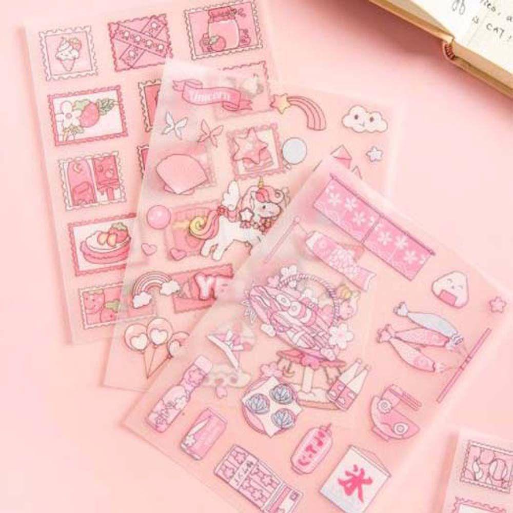 Quinton 4pcs / Pak Stiker Motif Kartun Untuk Dekorasi Buku Diary / Scrapbook DIY