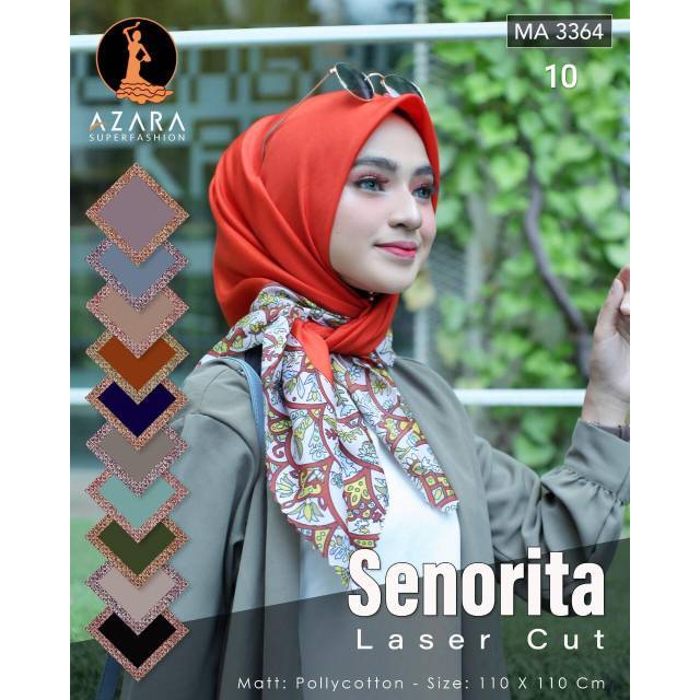 Pilih Warna Senorita Laser Cut Azara jilbab hijab krudung kerudung segi empat motif 10