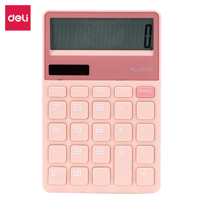 

Nusign Desktop Calculator Kalkulator 12 Digit Dual Power Pastel ENS042 - Merah Muda