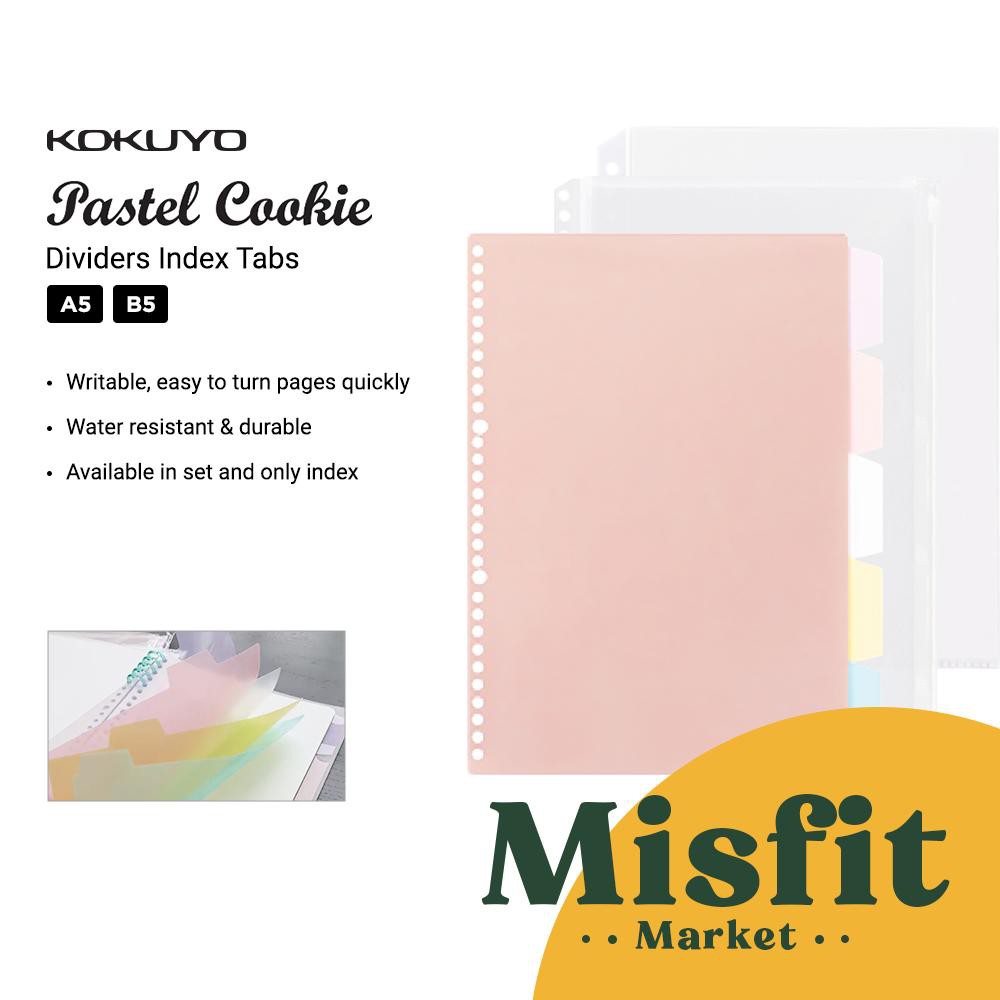 

KOKUYO Campus Pastel Cookie Loose Leaf Binder Divider Index Tabs w/ Clear Zipper Dividers A5 B5 Pembatas