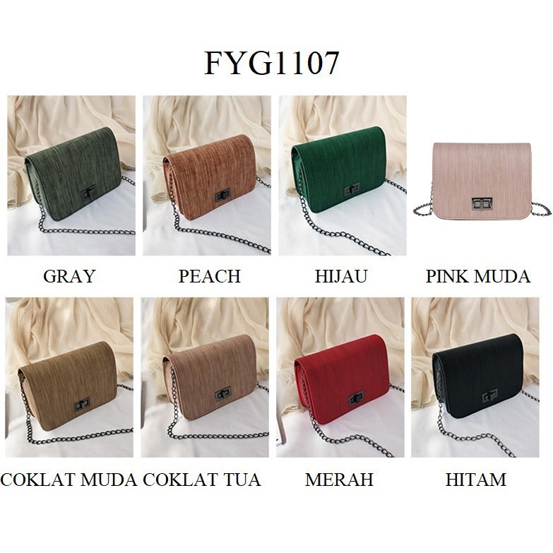 FYGALERYSURABAYA FYG1107 Tas Selempang Wanita Sling Bag GlitTer Tali Rantai Women Fashion Bag