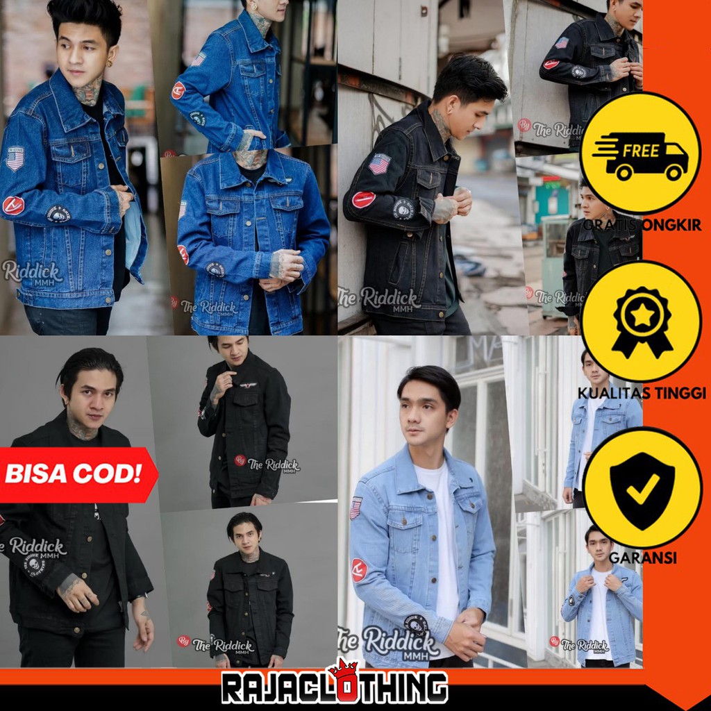 RCL - Jaket Jeans Emblem Pria Terbaru / Jaket Jeans Emblem 01 / Jaket Jeans The Riddick MMH PREMIUM