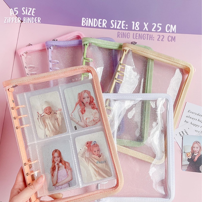 

Zipper Photocard Binder 6 Ring A5 / Binder Album Photocard Polaroid [READY / BISA COD]