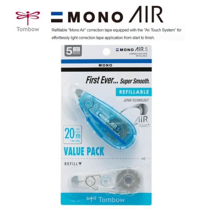 

Star Tombow - Mono Air - Correction Tape / Tipex Mono Air + Refill - Blue Bergaransi