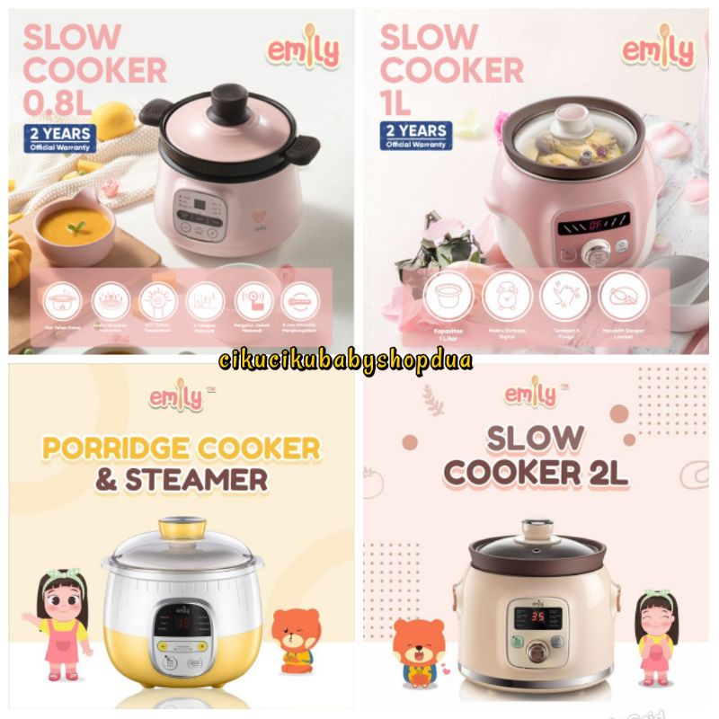 Slow Cooker Emily Porridge Cooker + Steamer 0.8L /Slow Cooker / Peralatan Makan Bayi