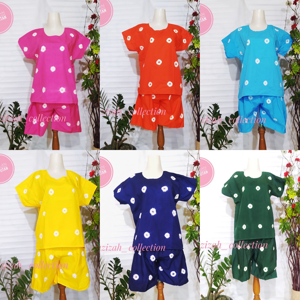 Piyama Shibori Setelan Baju Hand Made Motif Jumputan Tie Dye Unik Lucu Bahan Katun