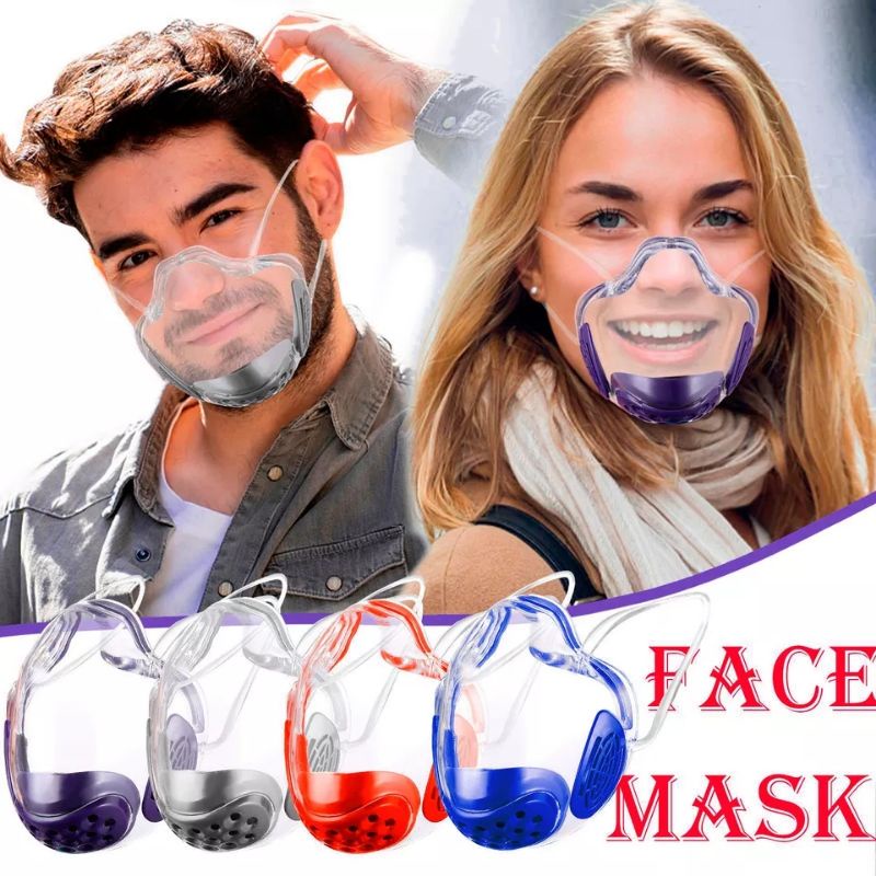 MASKER PELINDUNG WAJAH TRANSPARAN BENING AKRILIK LIST WARNA EARLOOP KARET ELASTIS UNTUK OLAHRAGA FAS