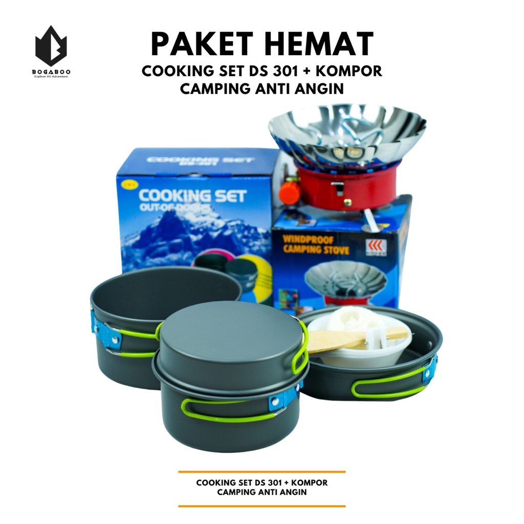 Paket Hemat Cooking Set DS 301 + Kompor Mawar - Paket Nesting Set