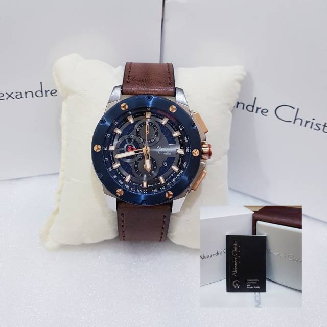 ALEXANDRE CHRISTIE AC 6549 SILVER BLUE JAM TANGAN PRIA ORIGINAL