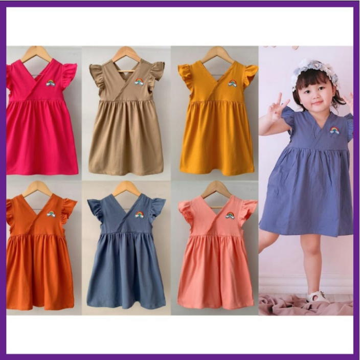 Dress Anak Bayi SMILEE V Pelangi Mix Warna Size 1-5tahun / Dress anak perempuan lucu / dress anak CBKS S24