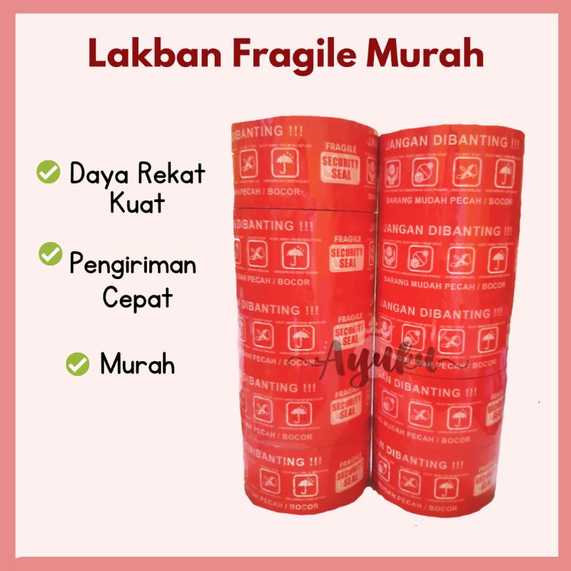 

Lakban Fragile Merah / Lakban packing murah 48 MM