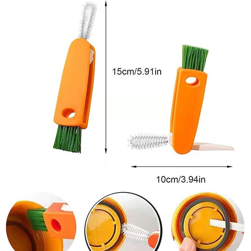 3 in 1 Multifunctional Vacuum Cup Lid Clean Cup Brush / Gap Bottle Cap Concave-convex and Dead-angle Cleaning Brush for Bottle,Cup