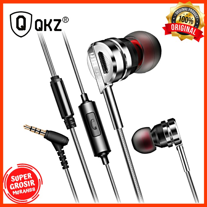 Earphone QKZ Bass Metal dengan Microphone QKZ-DM9 - Silver GARANSI