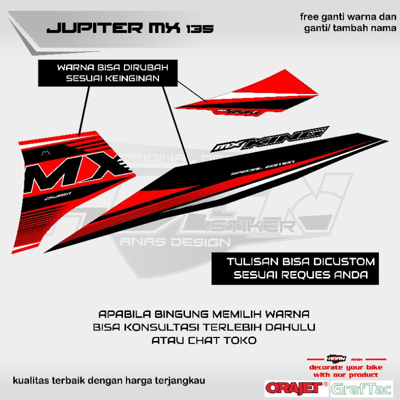 striping new jupiter mx 135 livery motif mx king 2021