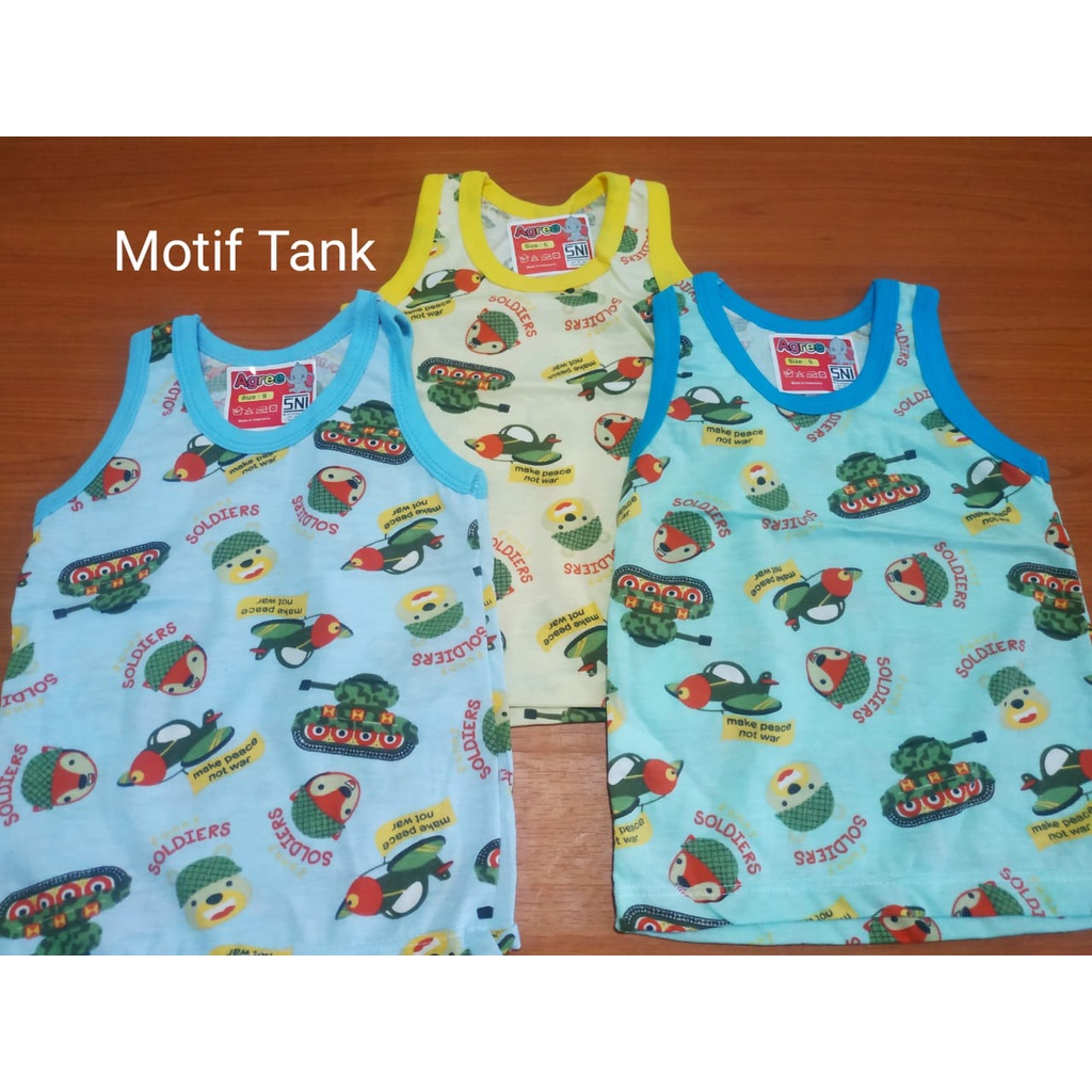 Kaos Dalam Anak Bayi Merk Agree SNI Singlet Motif Size S - XL