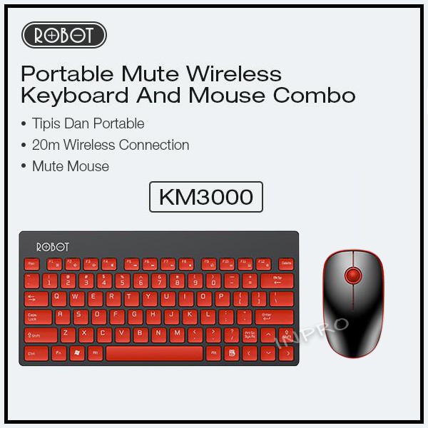 Keyboard Mouse Mini Wireless ROBOT KM3000