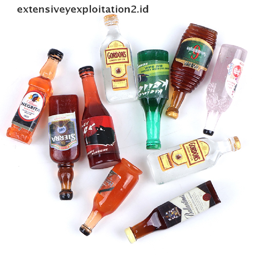 (hotter Model 1: 12) 10Pcs / Set Mainan Miniatur Botol Wine Untuk Aksesoris Dapur Rumah Boneka 1: 12