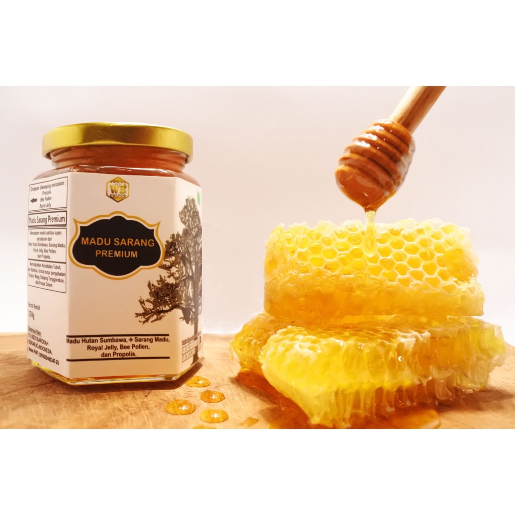 

Madu + Sarang Premium ukuran 350gr Hexa - Garansi Murni & Asli 100% - Wild Bee-