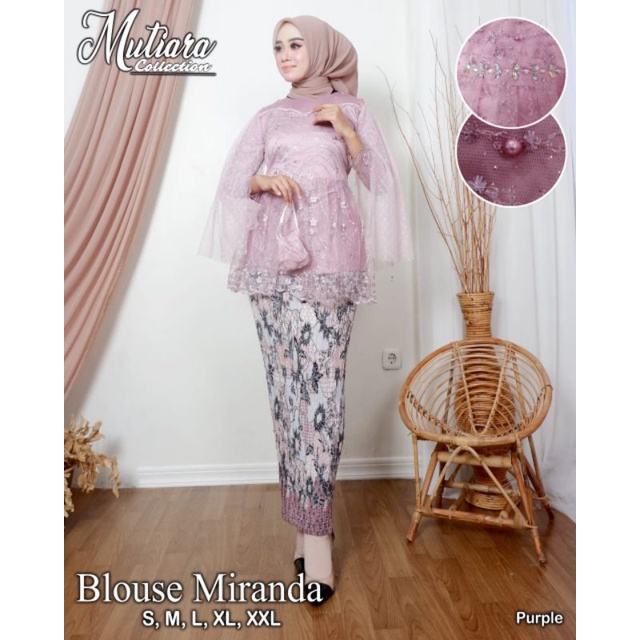 Permata Olshop / Blouse Miranda MK / Kebaya Wisuda Modern / Setelan Kebaya Kekinian / Baju Pesta Kondangan / Blouse Kondangan