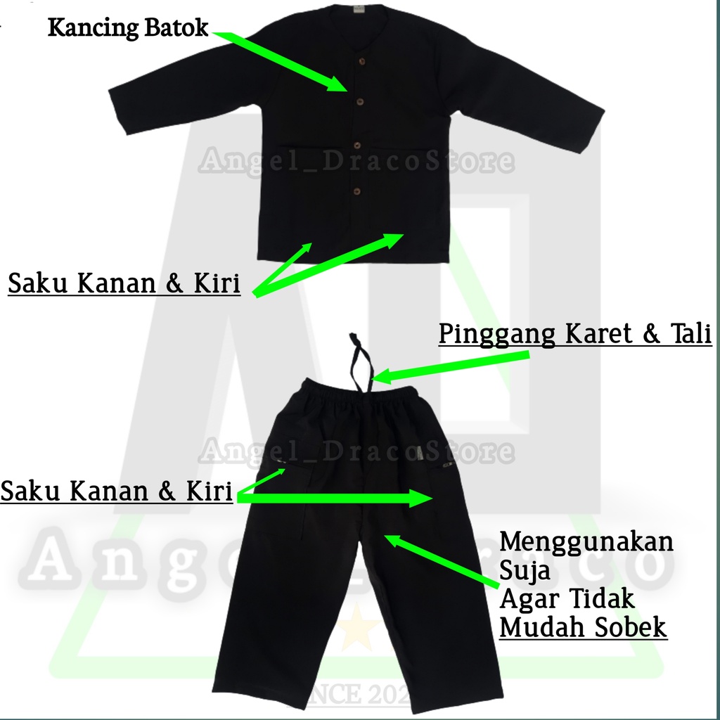 Baju Pangsi Anak / Baju Silat Anak 1-15 Tahun