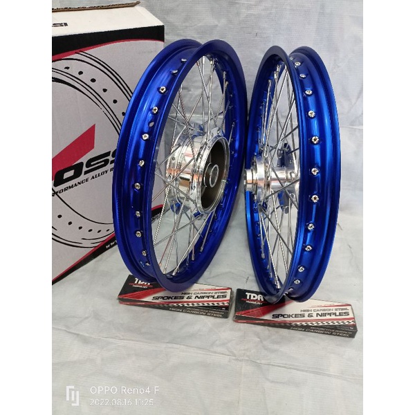 PELEK VELG PAKETAN RX KING MEREK ROSSI RING 17 X160/140 SEPASANG KOMPLIT WARNA BIRU