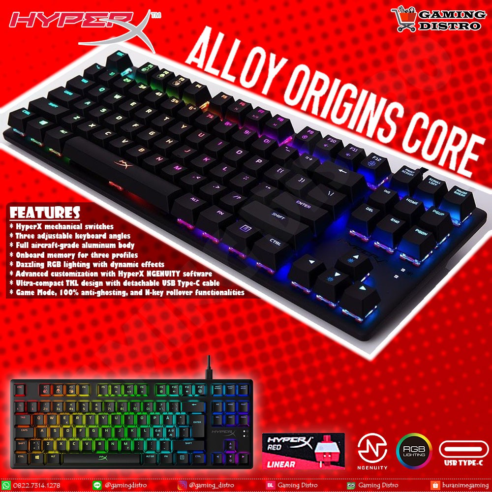 Jual HyperX Alloy Origins Core TKL Mechanical Keyboard