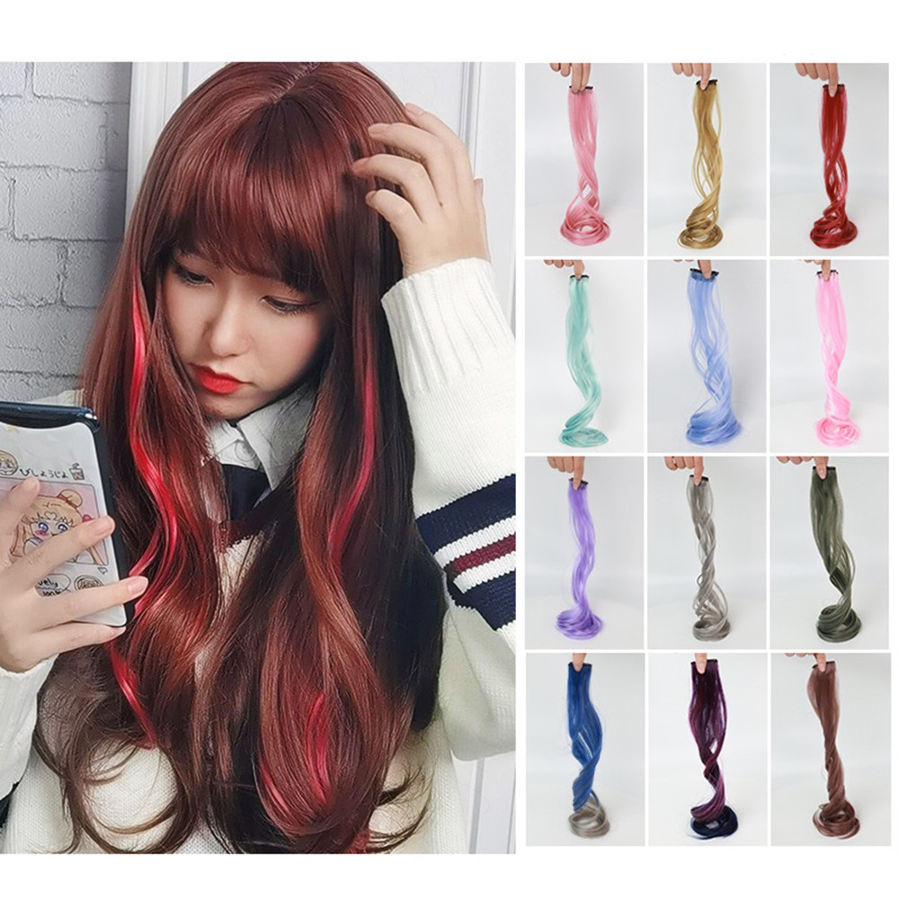 【COD Tangding】8 Colors Ladies Large Wave Hanging Ear Dyed Wigs Single Clip Curls