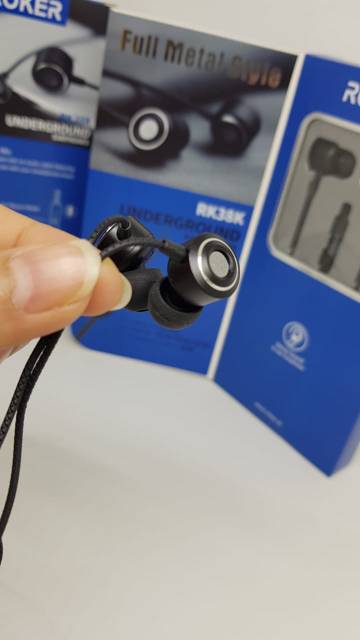 Headset ROKER UNDERGROUND RK38K Handsfree Full Metal Style Earphones Musical Stereo 3.5mm AUX