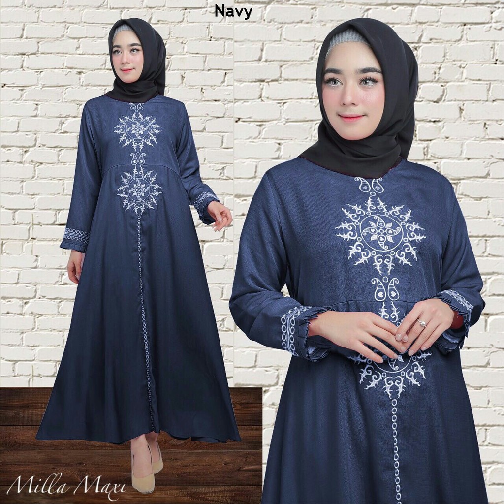 HOPYLOVY - Gamis Wanita Milla Maxi Bordir