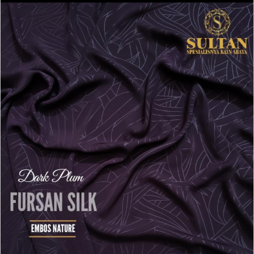 50CM EMBOS NATURE FURUSIYAH SILK DARK PLUM KAIN ABAYA SULTAN (MEREK LAMA: FURSAN SILK)