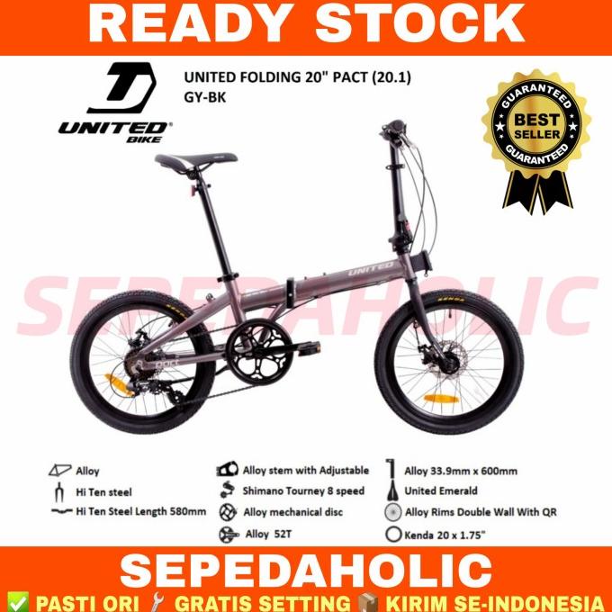 Sepeda Lipat 20 Inch UNITED PACT NEW 2021 Alloy 8 Speed Disc