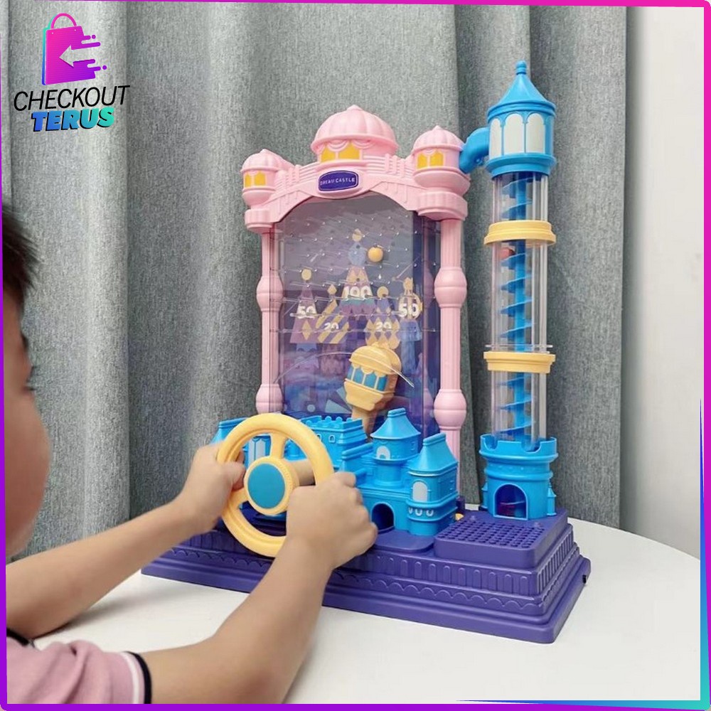 CT M218 Mainan Anak Ball Catching Games Pin Ball Board Games Castle Adventure Permainan Meja Pinball Menangkap Bola