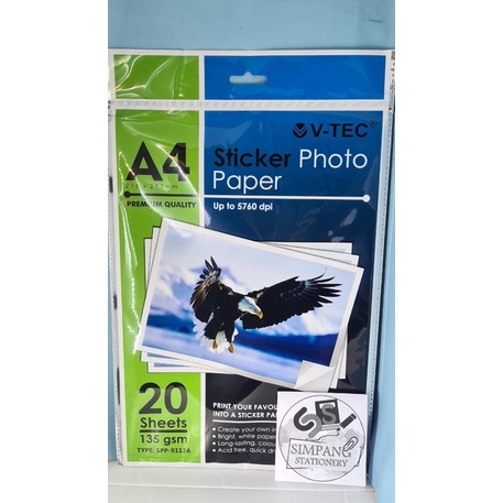 

Kertas Foto/ Photo Paper V-Tec Sticker 135g