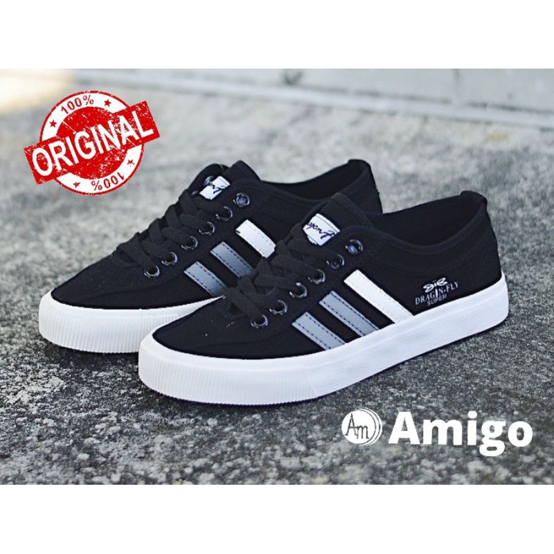 Sepatu Dragonfly Falcon Black White Original