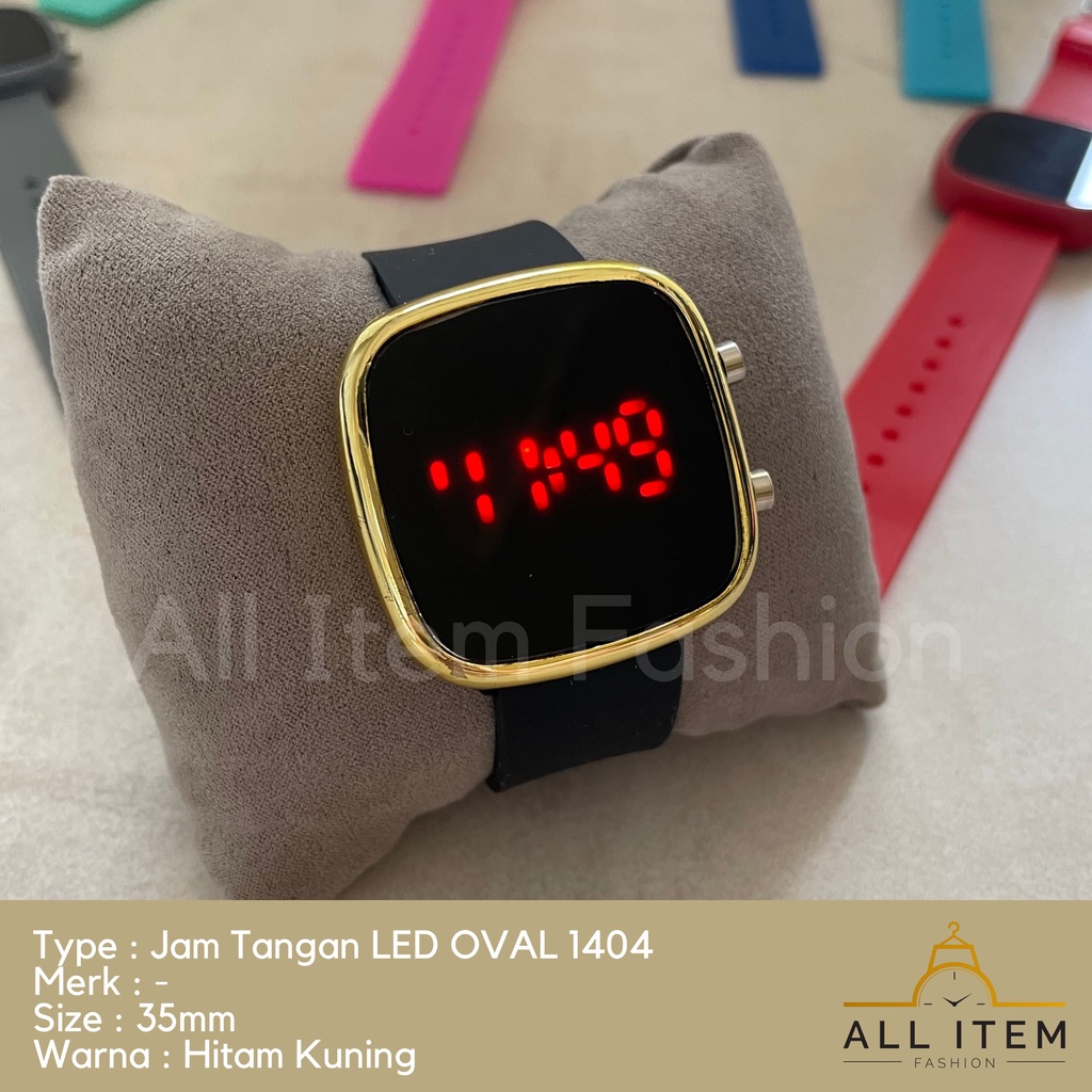 COD✅ Jam Tangan Digital LED Oval 1404 Rubber Electronic Fashion Pria Wanita / Jam Tangan Model Korea